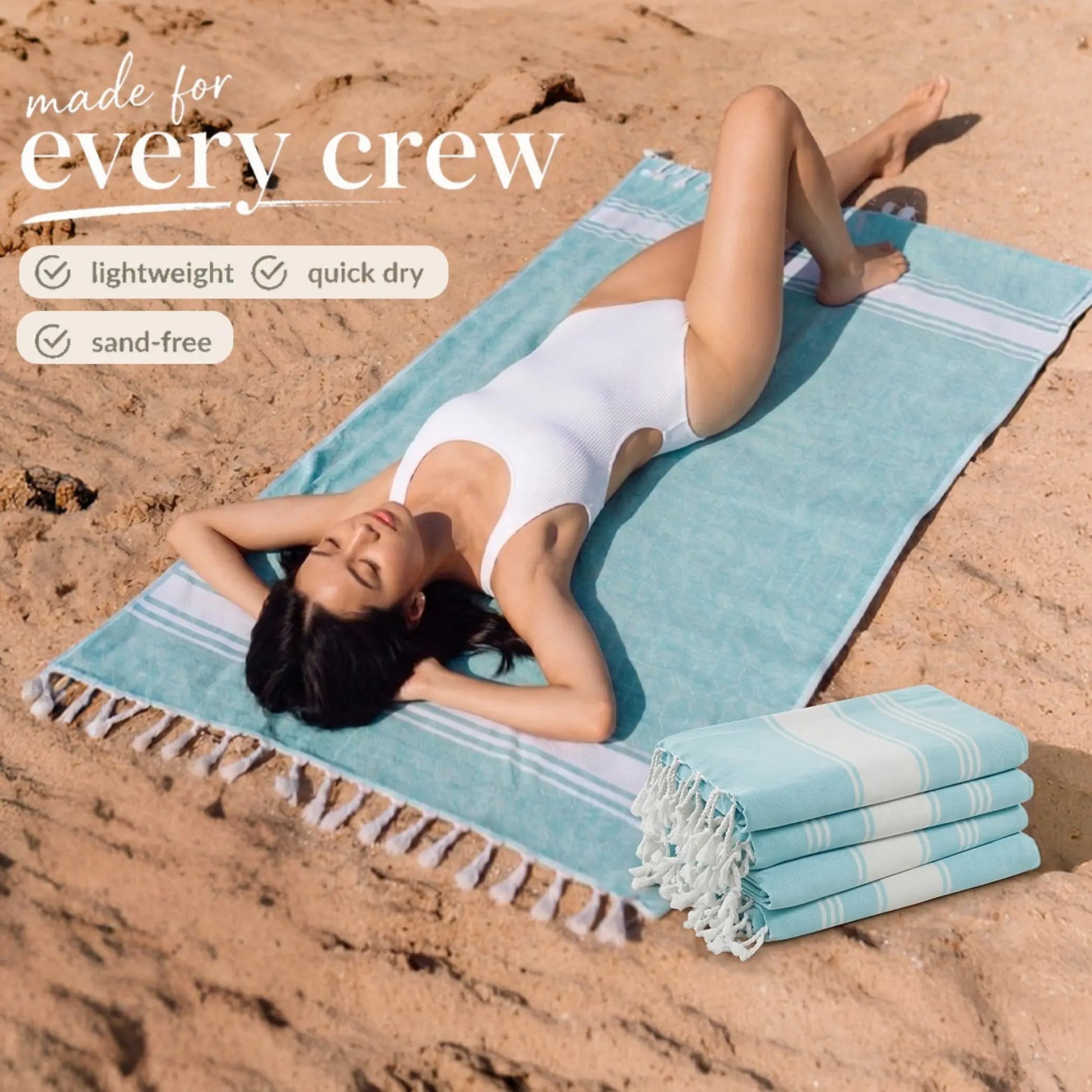 LANE LINEN Lightweight Soft Modern Flat-Weave XL Beach Towel (39"X71") - 2026 Summer, Breathable, Quick Dry, Sand-Free, Pre-Washed, 70% Cotton, 40+ Designs, Multi-Pack Option, for Pool & Travel, Lightweight Soft Towel