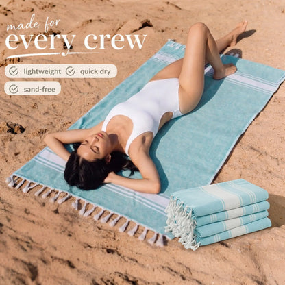 LANE LINEN Lightweight Soft Modern Flat-Weave XL Beach Towel (39"X71") - 2026 Summer, Breathable, Quick Dry, Sand-Free, Pre-Washed, 70% Cotton, 40+ Designs, Multi-Pack Option, for Pool & Travel, Lightweight Soft Towel