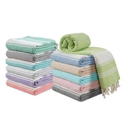 LANE LINEN Lightweight Soft Modern Flat-Weave XL Beach Towel (39"X71") - 2026 Summer, Breathable, Quick Dry, Sand-Free, Pre-Washed, 70% Cotton, 40+ Designs, Multi-Pack Option, for Pool & Travel, Lightweight Soft Towel