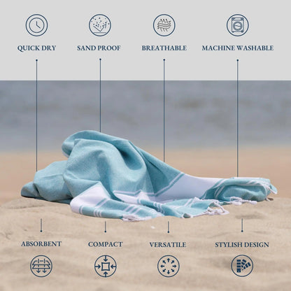 LANE LINEN Lightweight Soft Modern Flat-Weave XL Beach Towel (39"X71") - 2026 Summer, Breathable, Quick Dry, Sand-Free, Pre-Washed, 70% Cotton, 40+ Designs, Multi-Pack Option, for Pool & Travel, Lightweight Soft Towel