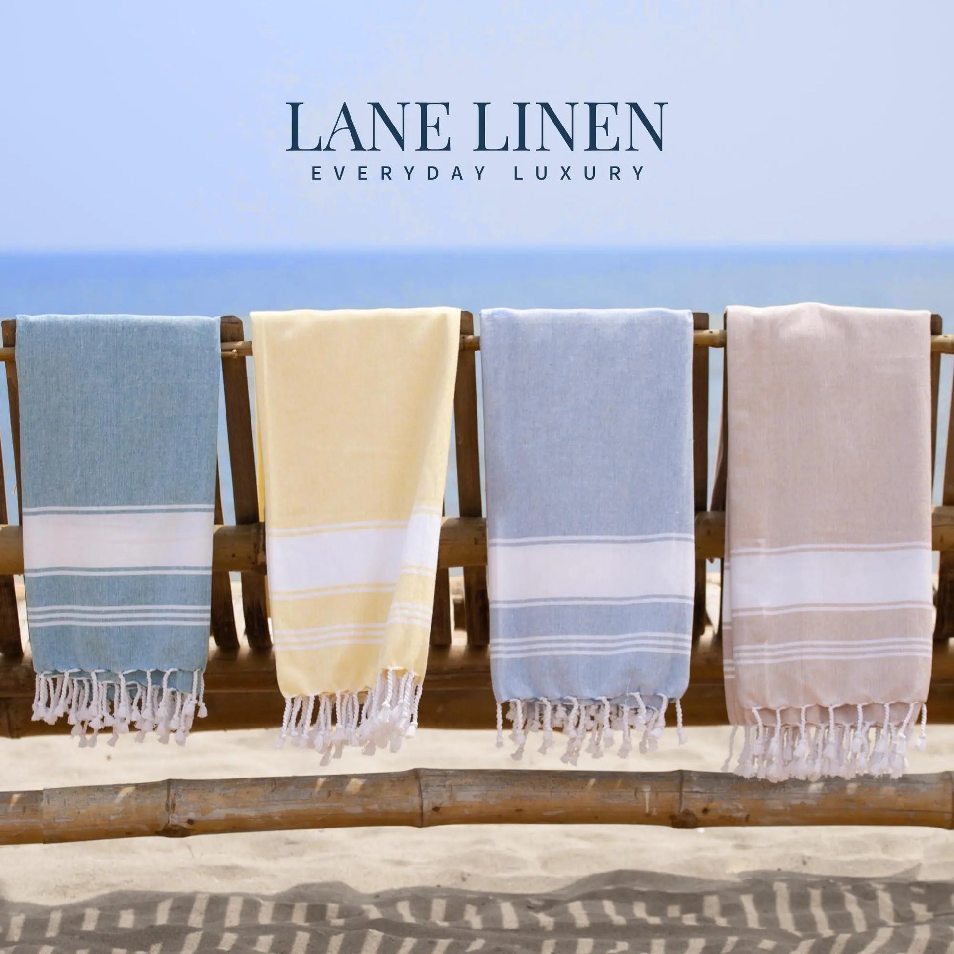 LANE LINEN Lightweight Soft Modern Flat-Weave XL Beach Towel (39"X71") - 2026 Summer, Breathable, Quick Dry, Sand-Free, Pre-Washed, 70% Cotton, 40+ Designs, Multi-Pack Option, for Pool & Travel, Lightweight Soft Towel