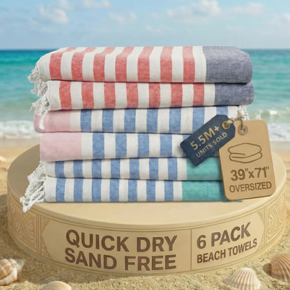 LANE LINEN Lightweight Soft Modern Flat-Weave XL Beach Towel (39"X71") - 2026 Summer, Breathable, Quick Dry, Sand-Free, Pre-Washed, 70% Cotton, 40+ Designs, Multi-Pack Option, for Pool & Travel, Lightweight Soft Towel