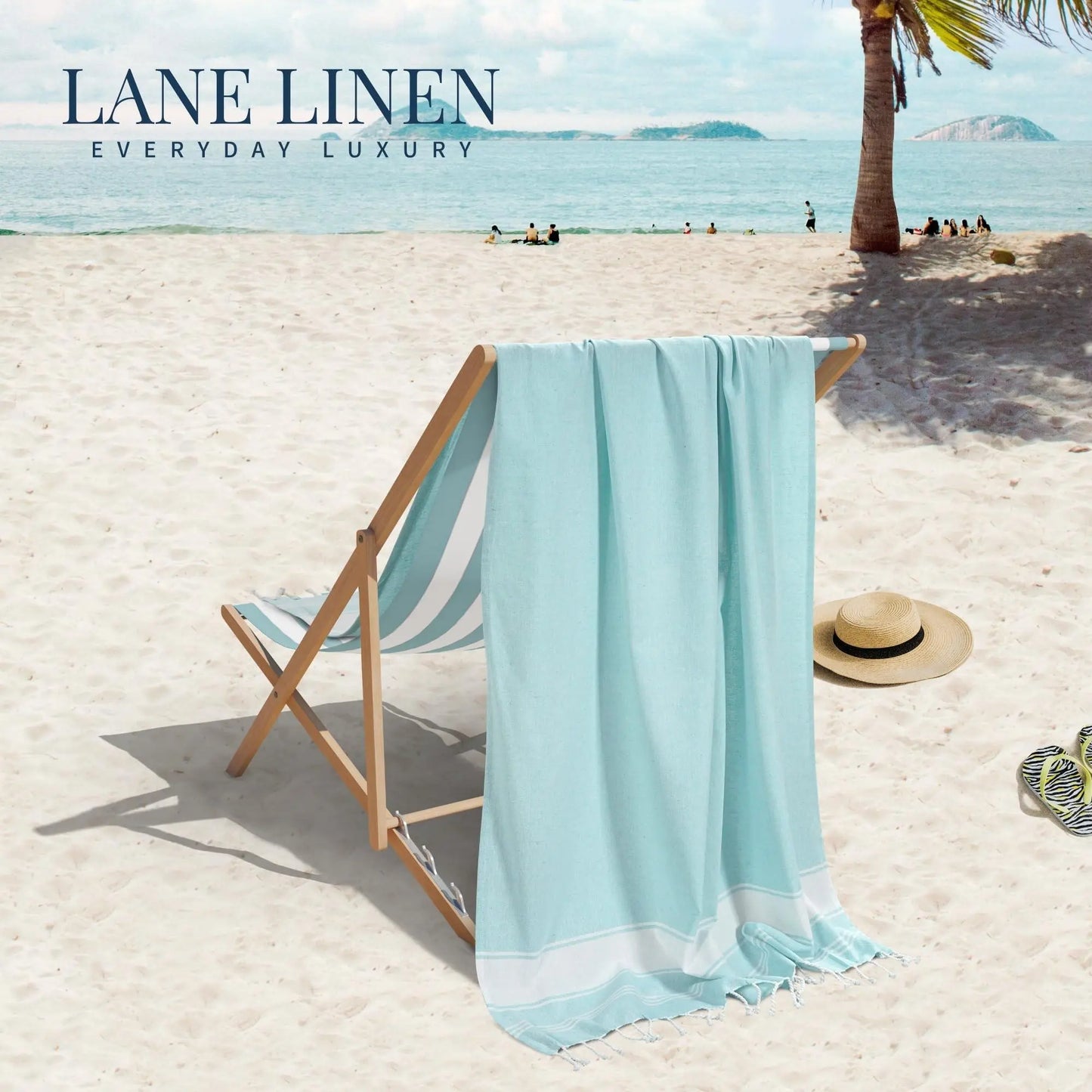 LANE LINEN Lightweight Soft Modern Flat-Weave XL Beach Towel (39"X71") - 2026 Summer, Breathable, Quick Dry, Sand-Free, Pre-Washed, 70% Cotton, 40+ Designs, Multi-Pack Option, for Pool & Travel, Lightweight Soft Towel