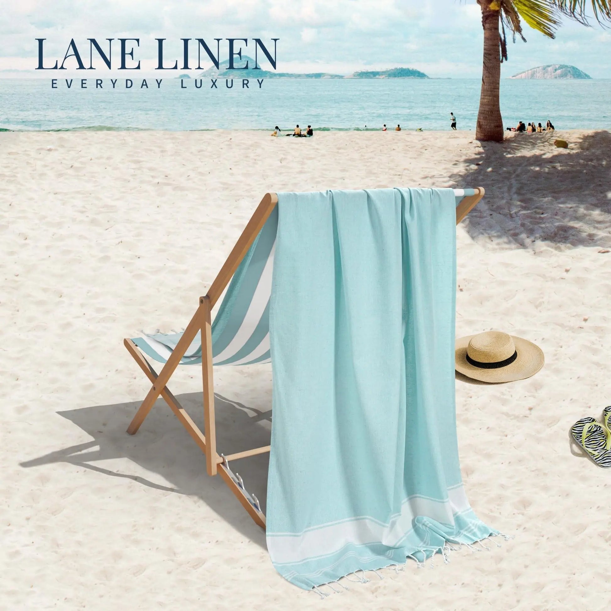 LANE LINEN Lightweight Soft Modern Flat-Weave XL Beach Towel (39"X71") - 2026 Summer, Breathable, Quick Dry, Sand-Free, Pre-Washed, 70% Cotton, 40+ Designs, Multi-Pack Option, for Pool & Travel, Lightweight Soft Towel