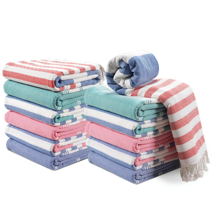 LANE LINEN Lightweight Soft Modern Flat-Weave XL Beach Towel (39"X71") - 2026 Summer, Breathable, Quick Dry, Sand-Free, Pre-Washed, 70% Cotton, 40+ Designs, Multi-Pack Option, for Pool & Travel, Lightweight Soft Towel