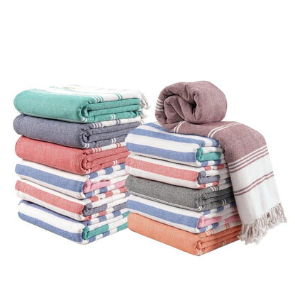 LANE LINEN Lightweight Soft Modern Flat-Weave XL Beach Towel (39"X71") - 2026 Summer, Breathable, Quick Dry, Sand-Free, Pre-Washed, 70% Cotton, 40+ Designs, Multi-Pack Option, for Pool & Travel, Lightweight Soft Towel