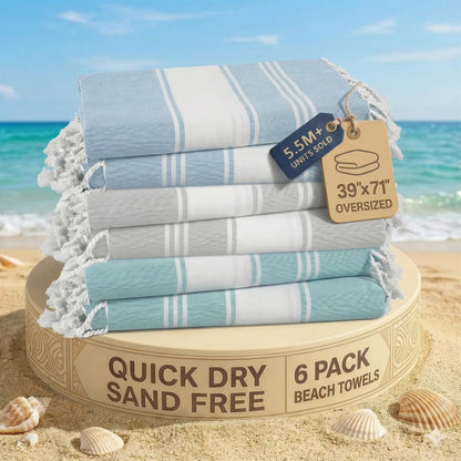 LANE LINEN Lightweight Soft Modern Flat-Weave XL Beach Towel (39"X71") - 2026 Summer, Breathable, Quick Dry, Sand-Free, Pre-Washed, 70% Cotton, 40+ Designs, Multi-Pack Option, for Pool & Travel, Lightweight Soft Towel
